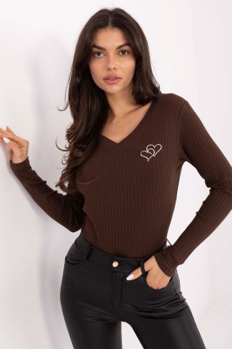 Brown Blouse in Women`s Blouses, Tunics with Cotton and Spandex