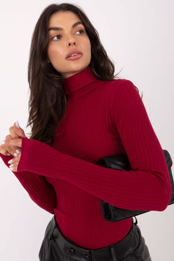 Red Turtleneck in Sweaters, Pullovers, Jumpers, Turtlenecks, Boleros, Shrugs with Cotton and Spandex