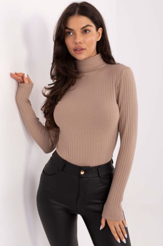 Beige Turtleneck in Sweaters, Pullovers, Jumpers, Turtlenecks, Boleros, Shrugs with Cotton and Spandex