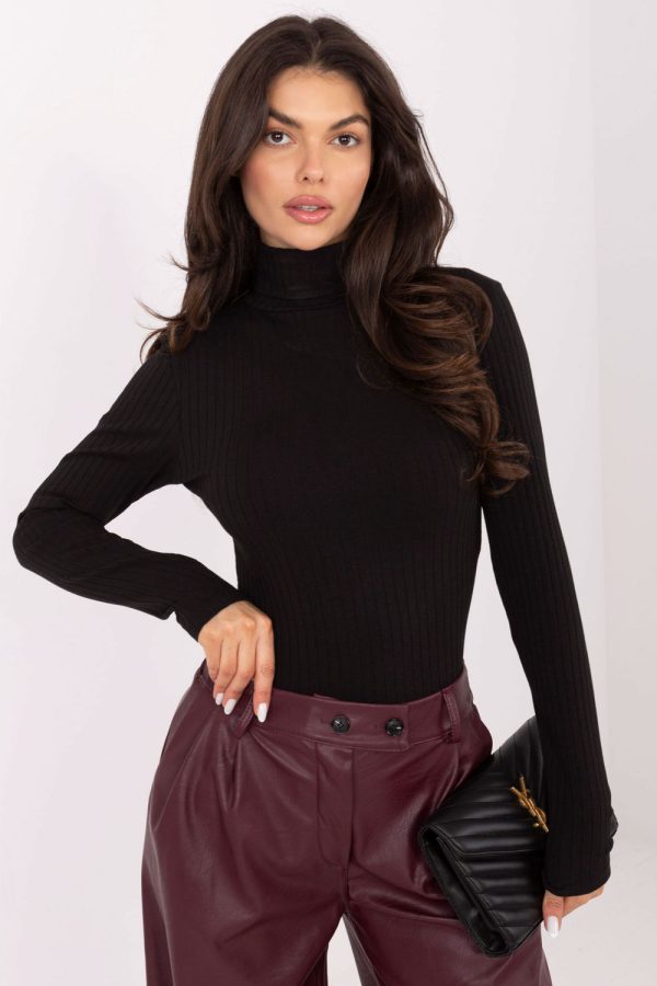 Black Turtleneck in Sweaters, Pullovers, Jumpers, Turtlenecks, Boleros, Shrugs with Cotton and Spandex
