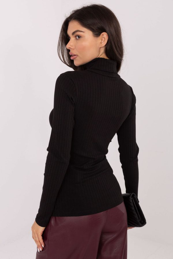 Black Turtleneck in Sweaters, Pullovers, Jumpers, Turtlenecks, Boleros, Shrugs with Cotton and Spandex