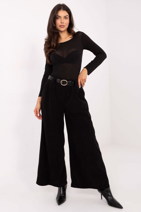 Black Corduroy Trousers in Pants, Trousers, Shorts with Spandex and Polyester