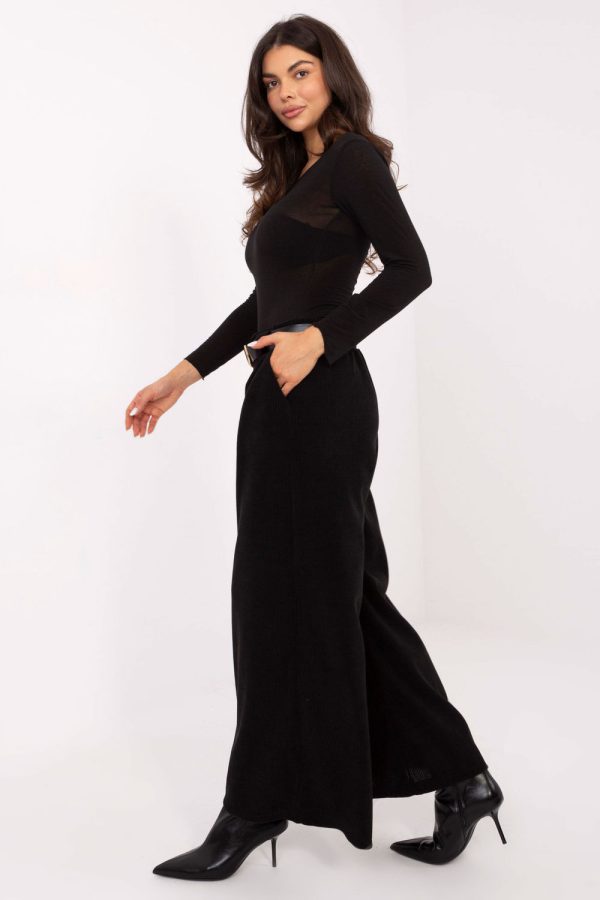 Black Corduroy Trousers in Pants, Trousers, Shorts with Spandex and Polyester
