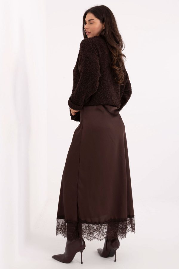 Brown Long Skirt in Skirts with Polyurethane and Polyester