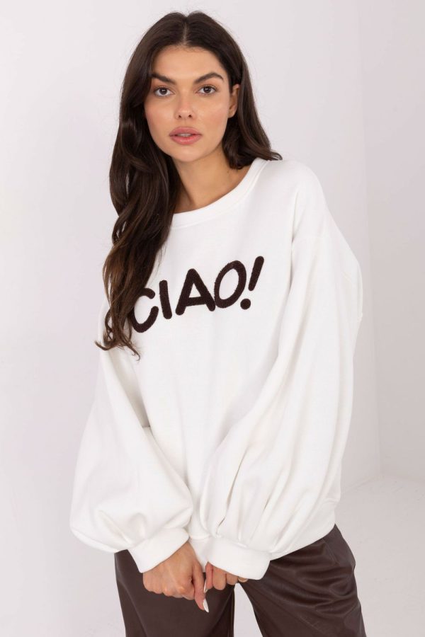 Beige Sweatshirt in Sweatshirts For Women with Cotton and Spandex