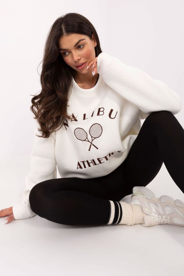 Beige Sweatshirt in Sweatshirts For Women with Cotton and Polyester