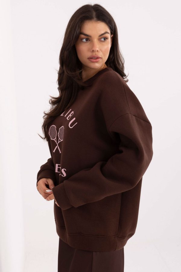 Brown Sweatshirt in Sweatshirts For Women with Cotton and Polyester
