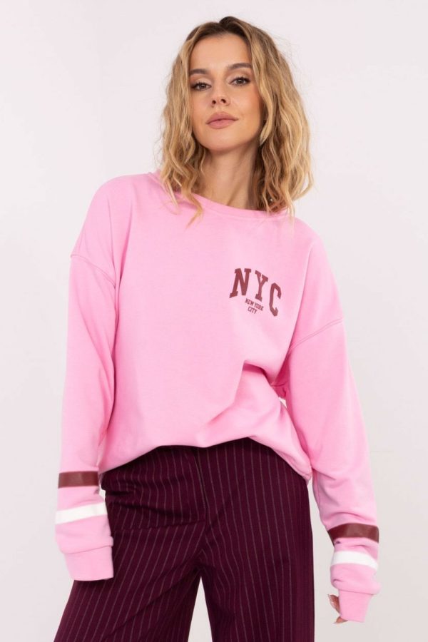 Pink Sweatshirt in Sweatshirts For Women with Cotton and Polyester