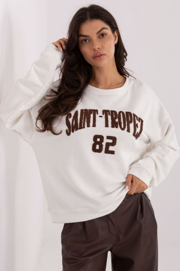 Beige Sweatshirt in Sweatshirts For Women with Cotton and Polyester