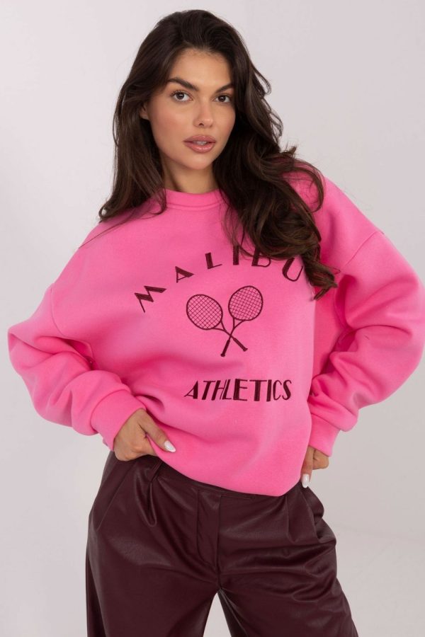 Pink Sweatshirt in Sweatshirts For Women with Cotton and Polyester