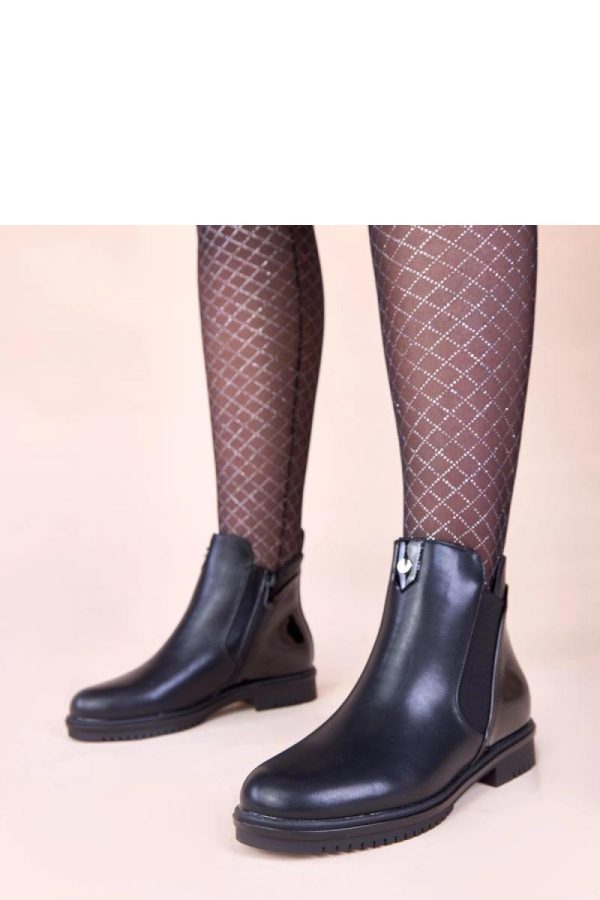 Black Boots in Women`s Ankle Boots & Booties with Fabric, Footbed, Upper Height and Heel Height