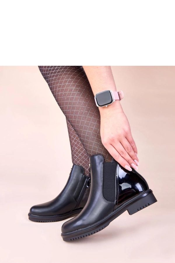 Black Boots in Women`s Ankle Boots & Booties with Fabric, Footbed, Upper Height and Heel Height