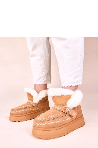 1102516 Brown Snow Boots in Women`s Ankle Boots & Booties with Fabric, Footbed and Platform Height