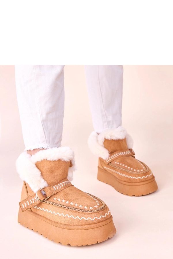 Brown Snow Boots in Women`s Ankle Boots & Booties with Fabric, Footbed and Platform Height