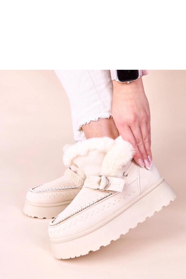Beige Snow Boots..Fabric, Footbed and Platform Height