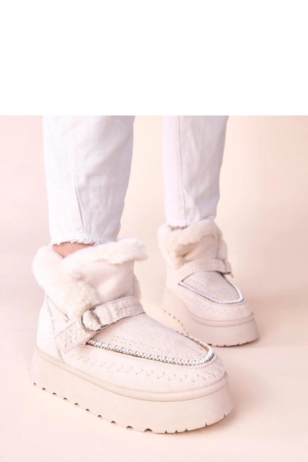 Beige Snow Boots..Fabric, Footbed and Platform Height