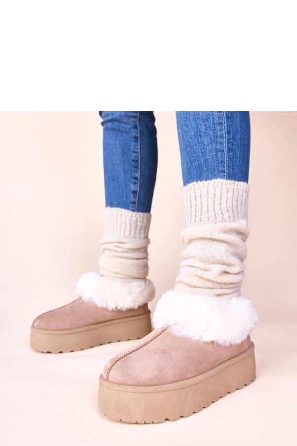 Beige Snow Boots..Fabric, Footbed and Platform Height