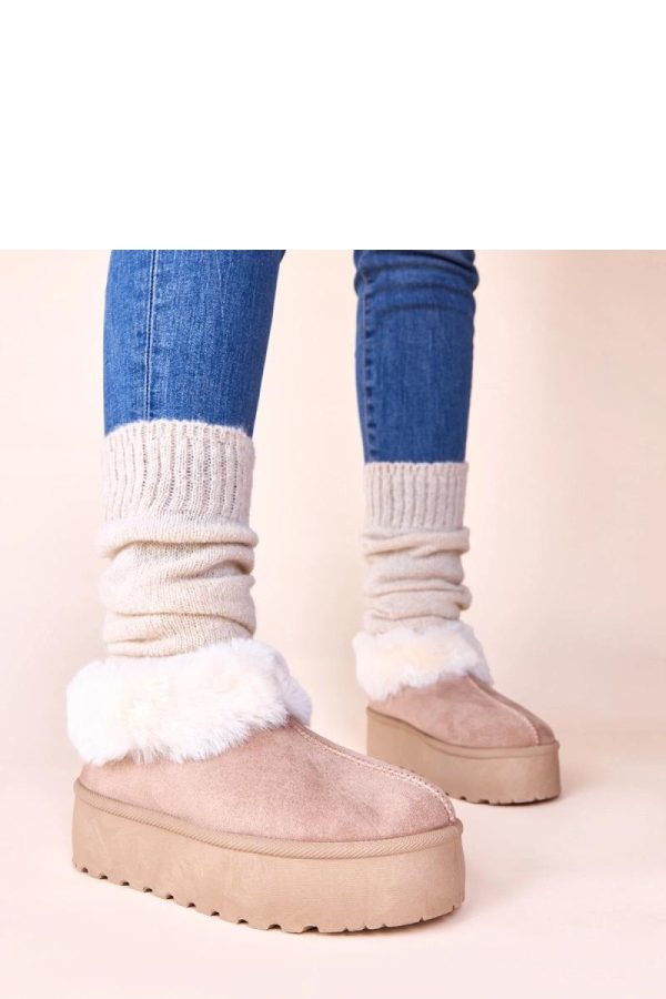 Beige Snow Boots..Fabric, Footbed and Platform Height