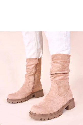 Beige Boots..Fabric, Footbed, Upper Height and Heel Height
