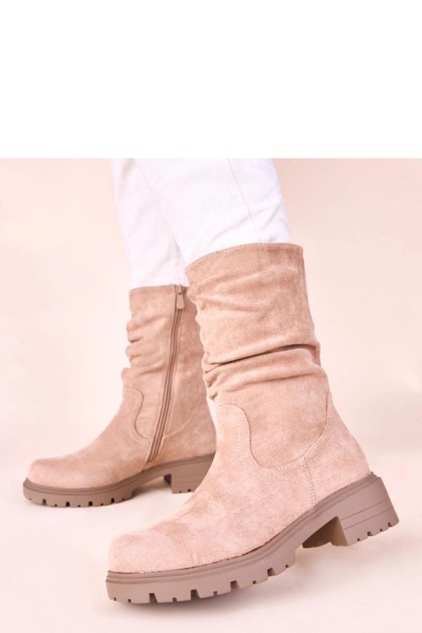 Beige Boots..Fabric, Footbed, Upper Height and Heel Height