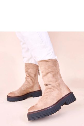 Beige Boots.Fabric, Footbed, Upper Height and Heel Height
