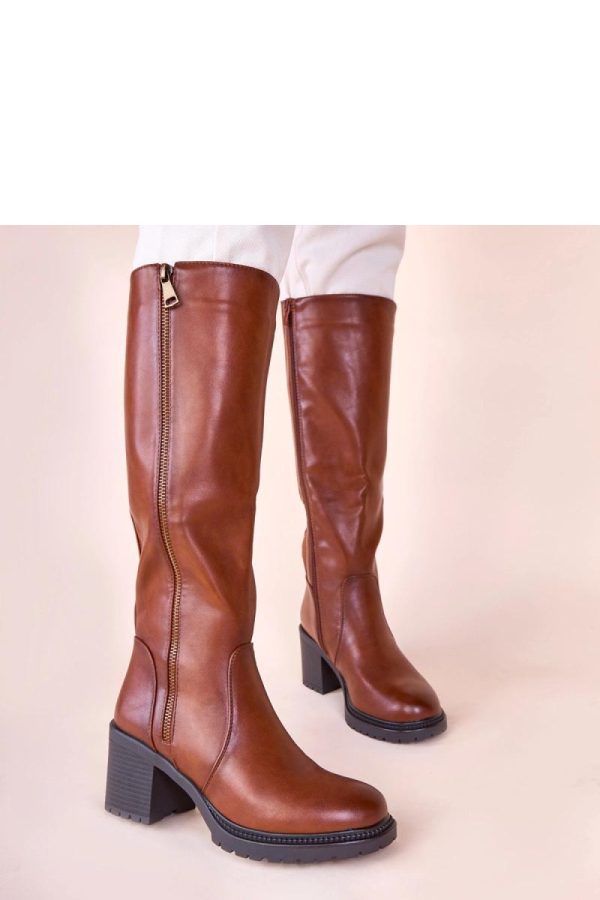 Brown Heel Boots...Fabric, Footbed, Upper Height and Heel Height