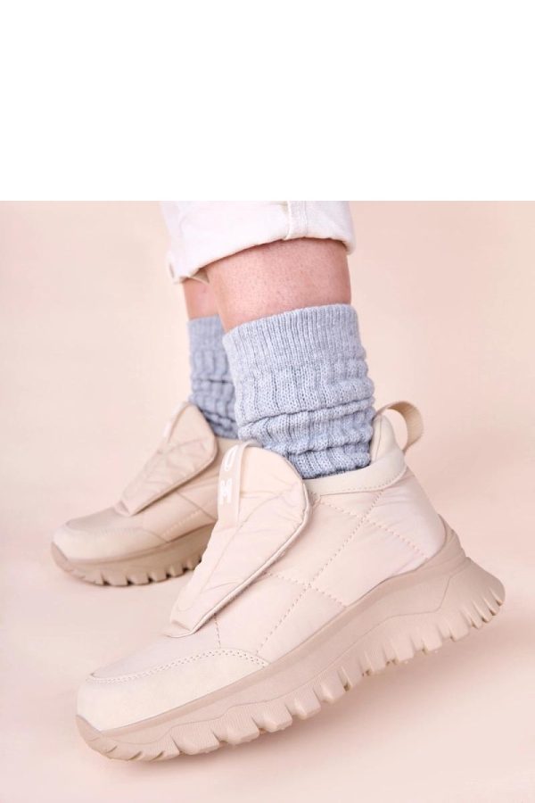 Beige Snow Boots..Fabric, Footbed and Platform Height