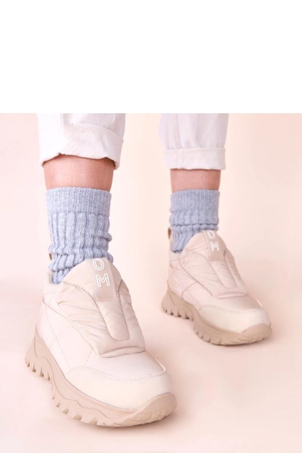 Beige Snow Boots..Fabric, Footbed and Platform Height