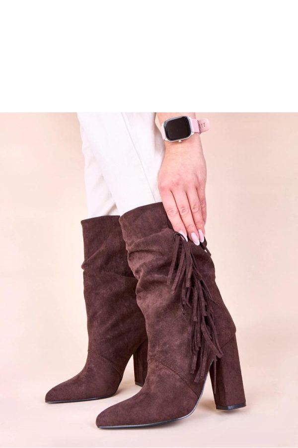 Brown Heel Boots...Fabric, Footbed, Upper Height and Heel Height