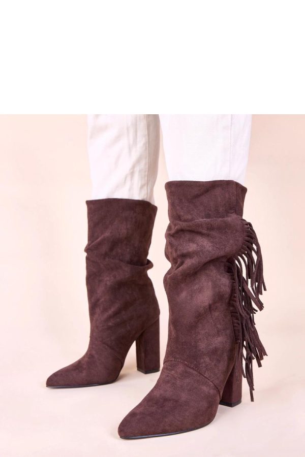 Brown Heel Boots...Fabric, Footbed, Upper Height and Heel Height
