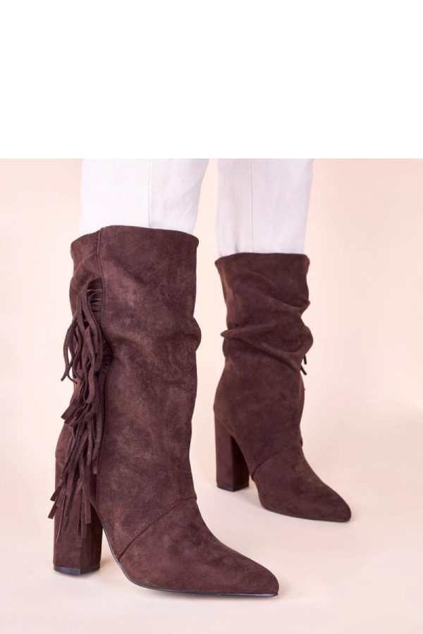 Brown Heel Boots...Fabric, Footbed, Upper Height and Heel Height