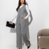 Grey Women Trousers in Pants, Trousers, Shorts with Cotton, Spandex and Polyester
