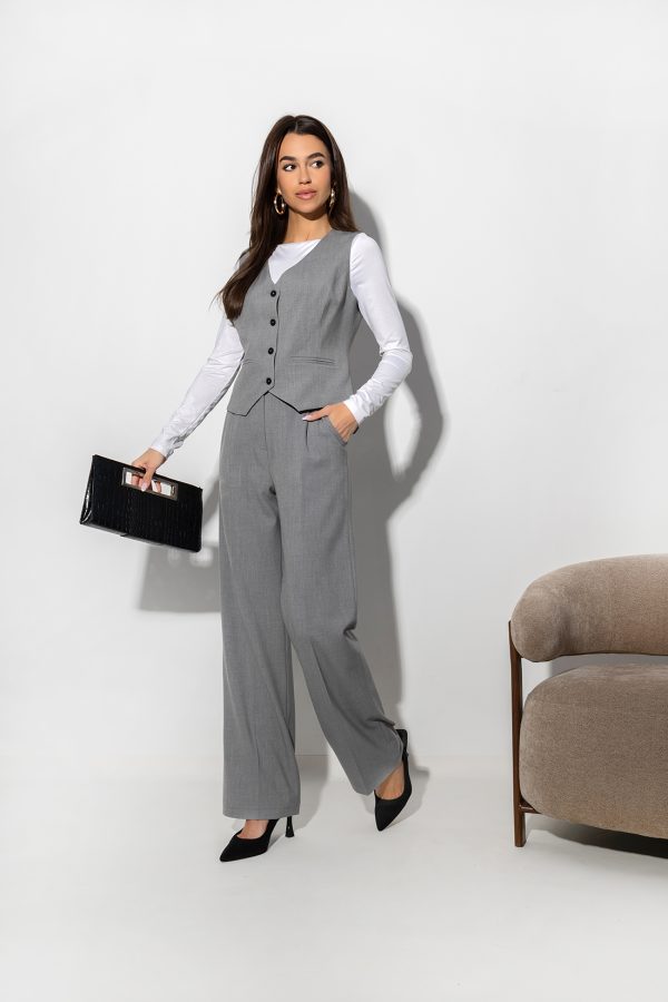 Grey Women Trousers in Pants, Trousers, Shorts with Cotton, Spandex and Polyester