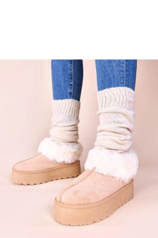 1102556 Beige Snow Boots in Women`s Ankle Boots & Booties with Fabric, Footbed and Platform Height