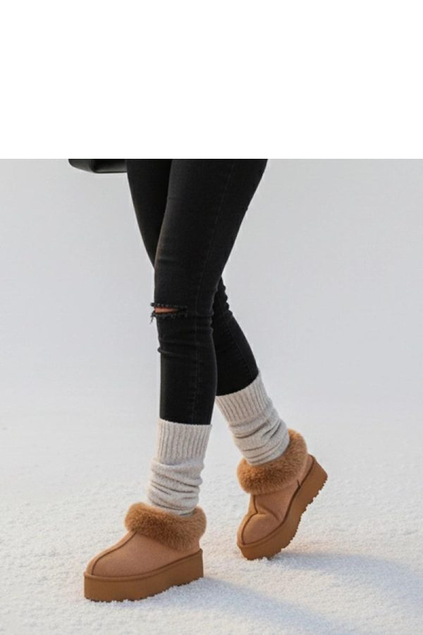 Brown Snow Boots in Women`s Ankle Boots & Booties with Fabric, Footbed and Platform Height