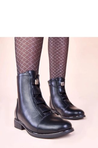 1102574 Black Boots in Women`s Ankle Boots & Booties with Fabric, Footbed, Upper Height and Heel Height