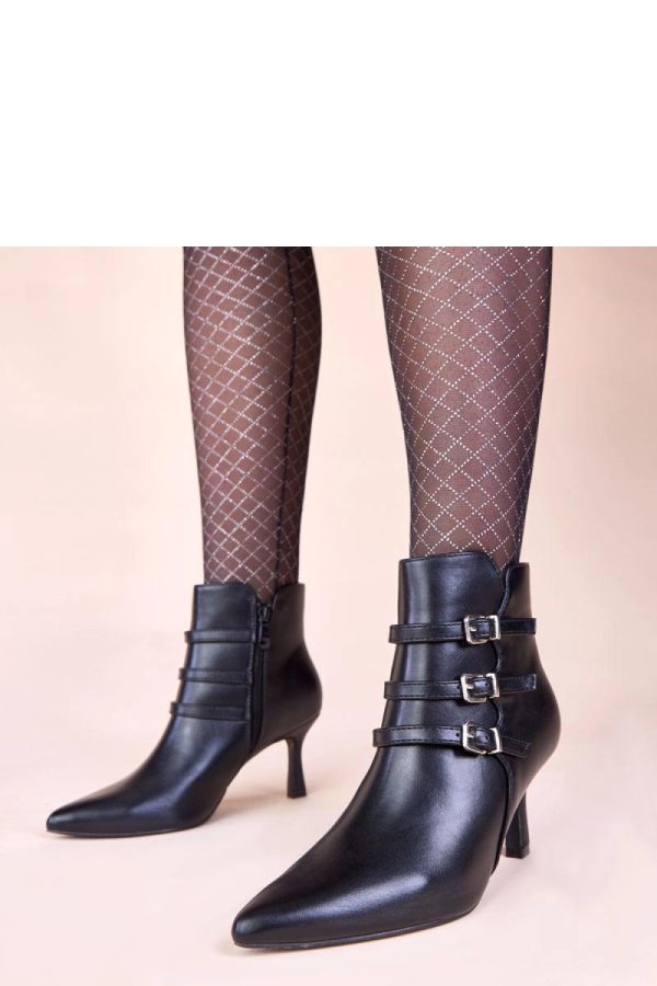 Black Heel Boots in Women`s Ankle Boots & Booties with Fabric, Footbed, Upper Height and Heel Height
