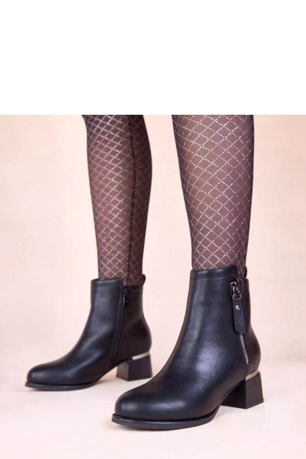 Black Heel Boots in Women`s Ankle Boots & Booties with Fabric, Footbed, Upper Height and Heel Height