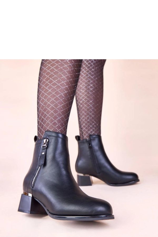 Black Heel Boots in Women`s Ankle Boots & Booties with Fabric, Footbed, Upper Height and Heel Height
