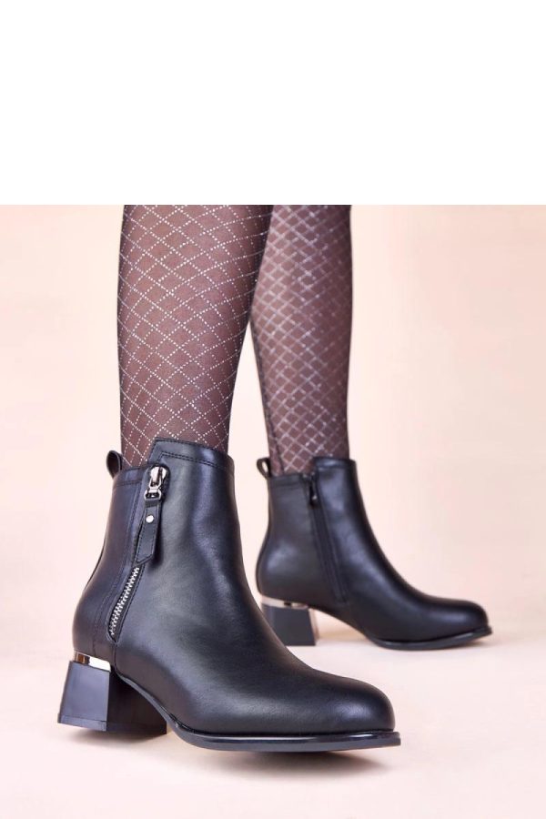 Black Heel Boots in Women`s Ankle Boots & Booties with Fabric, Footbed, Upper Height and Heel Height