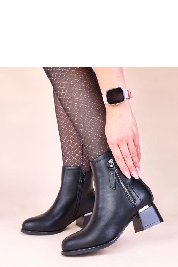 Black Heel Boots in Women`s Ankle Boots & Booties with Fabric, Footbed, Upper Height and Heel Height