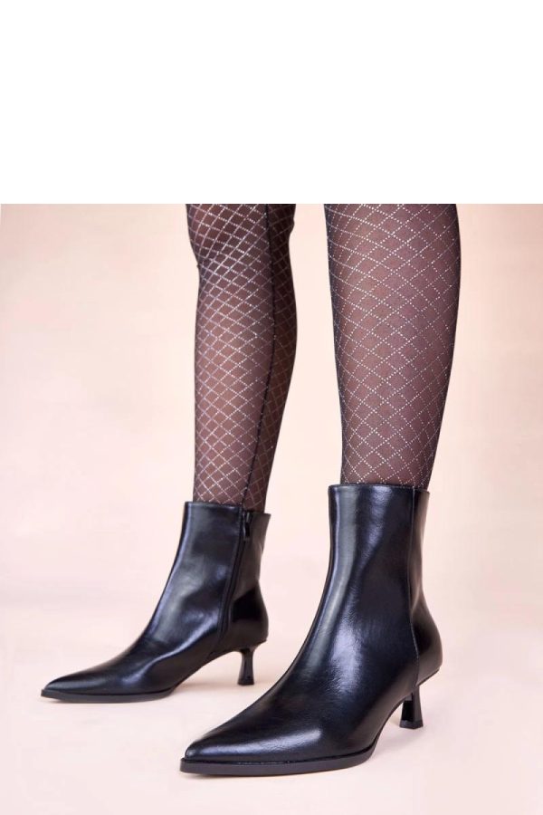 Black Heel Boots in Women`s Ankle Boots & Booties with Fabric, Footbed, Upper Height and Heel Height