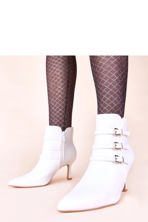 White Heel Boots.Fabric, Footbed, Upper Height and Heel Height