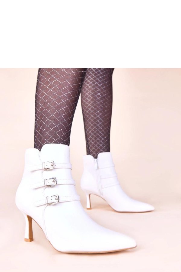 White Heel Boots.Fabric, Footbed, Upper Height and Heel Height