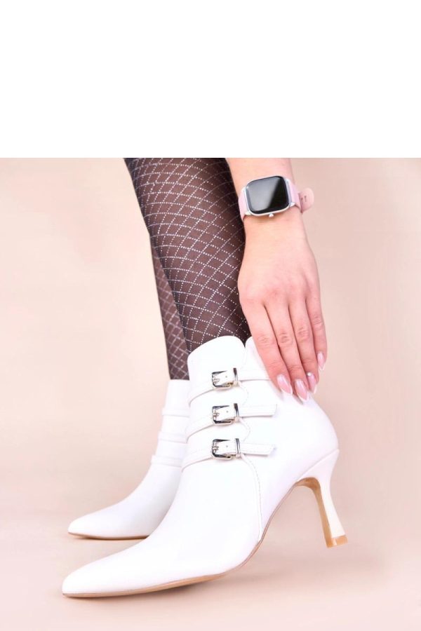 White Heel Boots.Fabric, Footbed, Upper Height and Heel Height