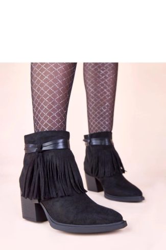 1102591 Black Heel Boots in Women`s Ankle Boots & Booties with Fabric, Footbed, Upper Height and Heel Height