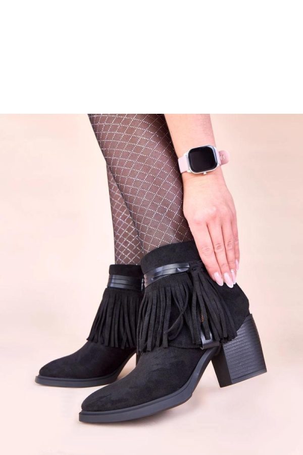 Black Heel Boots in Women`s Ankle Boots & Booties with Fabric, Footbed, Upper Height and Heel Height
