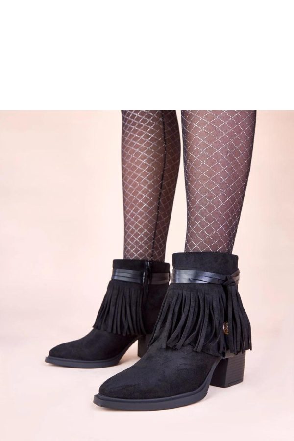 Black Heel Boots in Women`s Ankle Boots & Booties with Fabric, Footbed, Upper Height and Heel Height