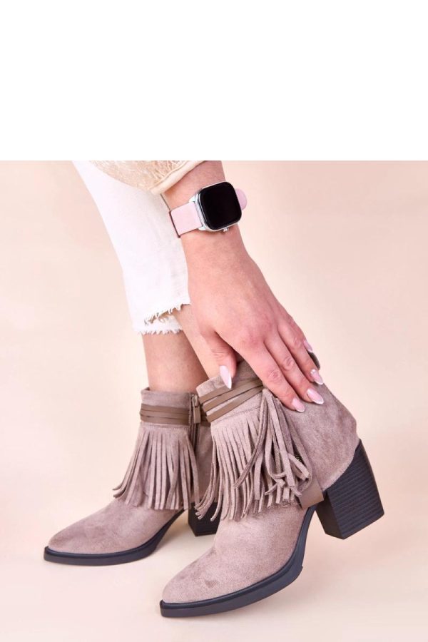 Beige Heel Boots..Fabric, Footbed, Upper Height and Heel Height