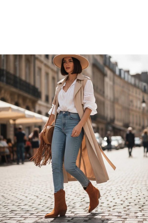 Brown Heel Boots....Fabric, Footbed, Upper Height and Heel Height